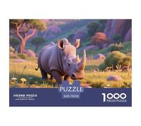 Rhinocéros1000 Pieces Jigsaw Puzzles for Adults and Kids Family Game Dessin animé StyleChallenging Home Decors Great Cadeau Idea70x50cm/1000pcs