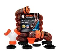RhinoExtreme 21056 Kit de tuyau d'égout de 6,1 m pour véhicules récréatifs avec réservoirs de rétention tandem - Kit prêt à l'emploi - Comprend un adaptateur 4 en 1, des bouchons de rangement et un