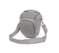 Rhinos Blog Sac à bandoulière rétro gris triangle sac banane pour appareil photo Sony Alpha a6700 sans miroir avec objectif E 18-135 mm f/3.5-5.6 OSS, gris, L, Sac pour appareil photo
