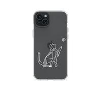 RhinoShield Clear Compatible avec [iPhone 15 Plus] | Résiste au jaunissement, Haute Transparence, Coque de Protection Personnalisable Clear - Noir Contour objectifs Photo [Geometric Cat]