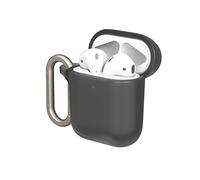 RHINOSHIELD Coque avec Mousqueton Compatible avec Apple [AirPods Séries 2/1] |Protection de qualité Militaire Contre Les Chocs,résistante aux Rayures,Chargement sans Fil -[Noir Classic, Standard Set]