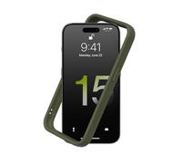 RhinoShield Coque Bumper Compatible avec [iPhone 15 Pro] | CrashGuard - Protection Fine Personnalisable - Absorption des Chocs [sans BPA] - Vert Kaki