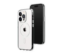RhinoShield Coque Clear Compatible avec Magsafe pour [iPhone 14 Pro] | Force magnétique supérieure, Haute Transparence et résiste au jaunissement. Personnalisable - Blanc Contour objectifs Photo