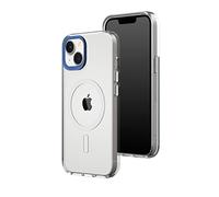 RhinoShield Coque Clear Compatible avec Magsafe pour [iPhone 14/13] | Force magnétique supérieure, Haute Transparence et résiste au jaunissement. Personnalisable- Bleu Cobalt Contour objectifs Photo