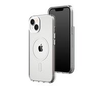RhinoShield Coque Clear Compatible avec Magsafe pour [iPhone 14/13] | Force magnétique supérieure, Haute Transparence et résiste au jaunissement. Personnalisable - Blanc Contour objectifs Photo