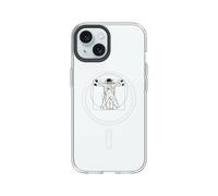 RhinoShield Coque Clear Compatible avec Magsafe pour [iPhone 15] | Force magnétique supérieure, Haute Transparence et résiste au jaunissement. - Noir Contour objectifs Photo [Vitruvian Spaceman]