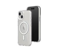 RhinoShield Coque Clear Compatible avec Magsafe pour [iPhone 15] | Force magnétique supérieure, Haute Transparence et résiste au jaunissement. Personnalisable - Blanc Contour objectifs Photo