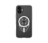 RhinoShield Coque Clear Compatible MagSafe pour [iPhone 16 Plus] | Magnétisme supérieur, résistance au jaunissement, découpe Bouton contrôle caméra - Anneau caméra Noir[Geometric Wolf Head]