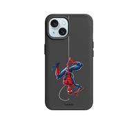 RhinoShield Coque Compatible MagSafe pour [iPhone 15] | SolidX - Coque renforcée avec Absorption des Chocs, Protection aux Standards Militaires - Noir [Marvel/Spider-Man la tête en Bas]