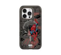 RhinoShield Coque Compatible MagSafe pour [iPhone 16 Pro] | AirX Dépasse Les Normes Militaires de Protection, réduit Les dommages internes - Noir Pur [Marvel/Spiderman - BD]