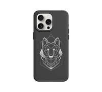 RhinoShield Coque pour [iPhone 15 Pro Max] | SolidX - Coque renforcée avec Absorption des Chocs Design Fin Protection Contre Les Chutes de 3,5 m - Noir [Geometric Wolf Head]