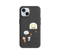 RhinoShield Coque pour [iPhone 15] | SolidX - Coque renforcée avec Absorption des Chocs Design Fin Protection Contre Les Chutes de 3,5 m - Noir [Snoopy/Jouons au Basket-Ball !]