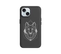 RhinoShield Coque pour [iPhone 15] | SolidX - Coque renforcée avec Absorption des Chocs Design Fin Protection Contre Les Chutes de 3,5 m - Noir [Geometric Wolf Head]
