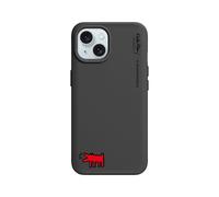 RhinoShield Coque pour [iPhone 15] | SolidX - Coque renforcée avec Absorption des Chocs, Fine et Minimaliste, Protection Contre Les Chutes aux Standards Militaires - Noir [Keith Haring/Barking Dog]