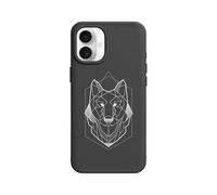 RhinoShield Coque pour [iPhone 16 Plus] | SolidX - Coque renforcée avec Absorption des Chocs Design Fin Protection Contre Les Chutes de 3,5 m - Noir [Geometric Wolf Head]