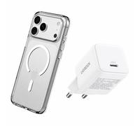 RHINOSHIELD iPhone 17 Pro Max MagSafe Case + UGREEN 20W GaN USB-C Charger, Clear & White, Fast Charging Bundle