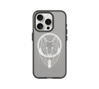 RhinoShield JellyTint Coque de Protection Transparente Compatible MagSafe pour [iPhone 15 Pro] Force magnétique supérieure, dépasse Normes Militaires de Chute- Noir [Geometric Wolf Head]