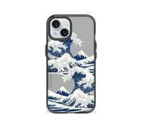 RhinoShield JellyTint Coque de Protection Transparente de Couleur Compatible avec [iPhone 15] | Dépasse Les Normes Militaires de Chute, résistant aux Rayures, Antichoc - Noir [The Great Wave I]