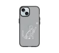 RhinoShield JellyTint Coque de Protection Transparente de Couleur Compatible avec [iPhone 15] | Dépasse Les Normes Militaires de Chute, résistant aux Rayures, Antichoc - Noir [Geometric Cat]