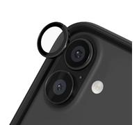 RhinoShield Protection d'objectif en verre trempé 9H compatible avec [iPhone 16/16 Plus] | Résistance aux chocs et aux rayures, haute clarté, protection anti-éclats, techn anti-buée - Noir