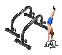 RHINOSPORT Barres Parallèles de Fitness - Barres de Dip et Push-Up en Acier Carbone Renforcé - Capacité de Charge 300 kg - Idéales pour Entraînement à Domicile ou en Extérieur [19.6x10.2x10.2 in] NOIR