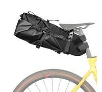 Rhinowalk BHD0020 Sacoche de Selle de vélo étanche 14 l en Deux Parties avec Montage, indéchirable, Construction sans Outil, s'adapte à la Plupart des vélos (Noir)