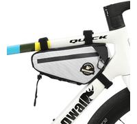 Rhinowalk Sacoche de cadre de vélo triangulaire, étanche, 1 l, avec sortie de câble et support de pompe, pour VTT, vélo de route et vélo gravel bike, blanche