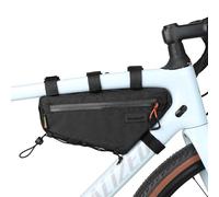 Rhinowalk Sacoche Triangle de vélo 1,7 l - Sacoche de Cadre étanche avec Fermeture éclair, Passage de câble et Support de Pompe - Design Fin - Noir