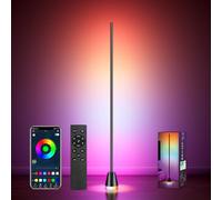rhinowisdom Lampadaire LED pour salon intelligent, angle RVB à intensité variable, avec télécommande et application, 16 millions de couleurs, modes musicaux, mode DIY et fonction minuterie pour