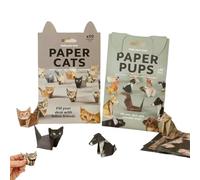 RhiVrillion Kit Origami 3D Chats et Chiens, 100 Feuilles à Pliage DIY pour Enfants et Adultes, Loisir Créatif, Cadeau Idéal pour Amoureux des Animaux