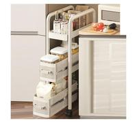 RHJOPL Chariot À roulettes Mince,À Linge Mince avec PoignéeAcier Au Carbone, Armoires Étroites sur Pied for Petits Espaces(White,19x40.5x69cm)
