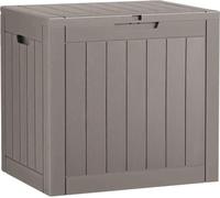 RHLTF Boîte de Rangement extérieur étanche 132 L pour terrasse, Gris rayé | Résine effet rotin, couvercle verrouillable, usage extérieur