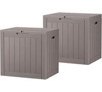 RHLTF Boîte de Rangement extérieur étanche 132 L pour terrasse, Gris rayé | Résine effet rotin, couvercle verrouillable, usage extérieur
