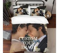 RHMMDIYST Ensemble de Housse de Couette Personnalisé | Parure de Lit Personnalisée avec Photo/Texte | Couvre-lit Personnalisé et 2 Taies d'Oreiller | Convient pour Toutes les Saisons | Différentes