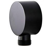 Rhnemuog Coude d'alimentation murale, raccord de tuyau de douche rond en laiton, accessoires G1/2", sortie d'eau pour douche, noir