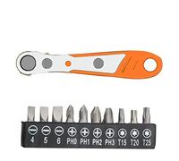 Rhnemuog Lot de 11 tournevis magnétiques, 110 mm, mini cliquets et 1/4", 10 modèles, embouts de tournevis