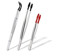 Rhnemuog Lot de 3 pinces à épiler longues enduites pour travaux manuels, laboratoire, industrie, loisirs,