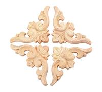 Rhnemuog Lot de 4 appliques d'angle en bois sculpté de style 6 x 6 cm