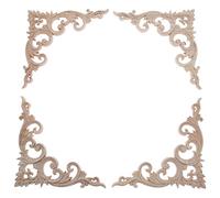 Rhnemuog Lot de 4 appliques d'angle en bois sculpté non peintes pour décoration d'armoire 15 cm