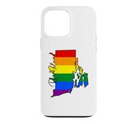 Rhode Island Carte USA État Arc-en-Ciel Drappeu Fierté Coque pour iPhone 13 Pro Max