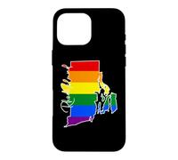 Rhode Island Carte USA État Arc-en-Ciel Drappeu Fierté Coque pour iPhone 16 Pro Max