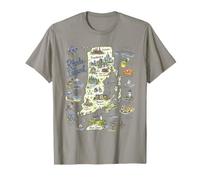 Rhode Island RI Carte, icônes, États-Unis T-Shirt