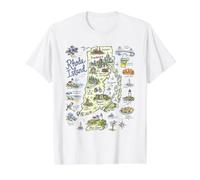 Rhode Island RI Carte, icônes, États-Unis T-Shirt Graphique avec Valeur, Homme, Blanc, XL