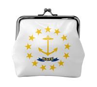 Rhode Island State Flag Print Porte-monnaie compact 11,5 x 10,5 cm Mini portefeuille mignon avec fermeture à baiser pochette étanche