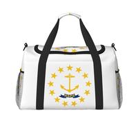 Rhode Island State Flag Print Sac de voyage Sac de week-end Sac de gym Sac de nuit Sacs de voyage essentiels pour femmes hommes Sac à bandoulière, Noir , Taille unique