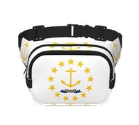 Rhode Island State Flag Print Square Double Couche Fonctionnalité Sac banane Unisexe Sac à bandoulière Voyage Entraînement, noir, One Size