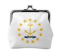 Rhode Island State Flag Print Women Kiss Lock Coin Pouch Mini portefeuille pour cartes et rouge à lèvres Sac à main compact souple