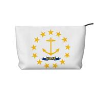 Rhode Island State Flag Trousse de maquillage en velours côtelé avec fermeture éclair pour voyage, articles de toilette et utilisation quotidienne