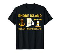 Rhode Island State Map Anchor Lighthouse Nouvelle-Angleterre T-Shirt Graphique avec Valeur