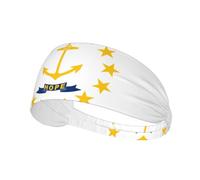 Rhode Island State State Bandeau d'exercice élastique avec impression drapeau - Évacuation de l'humidité pour le basket-ball, la course à pied, le tennis et tous les sports